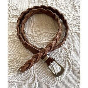 Merona Vintage Women’s Genuine Leather Braided Belt Brown 4753 Size Medium